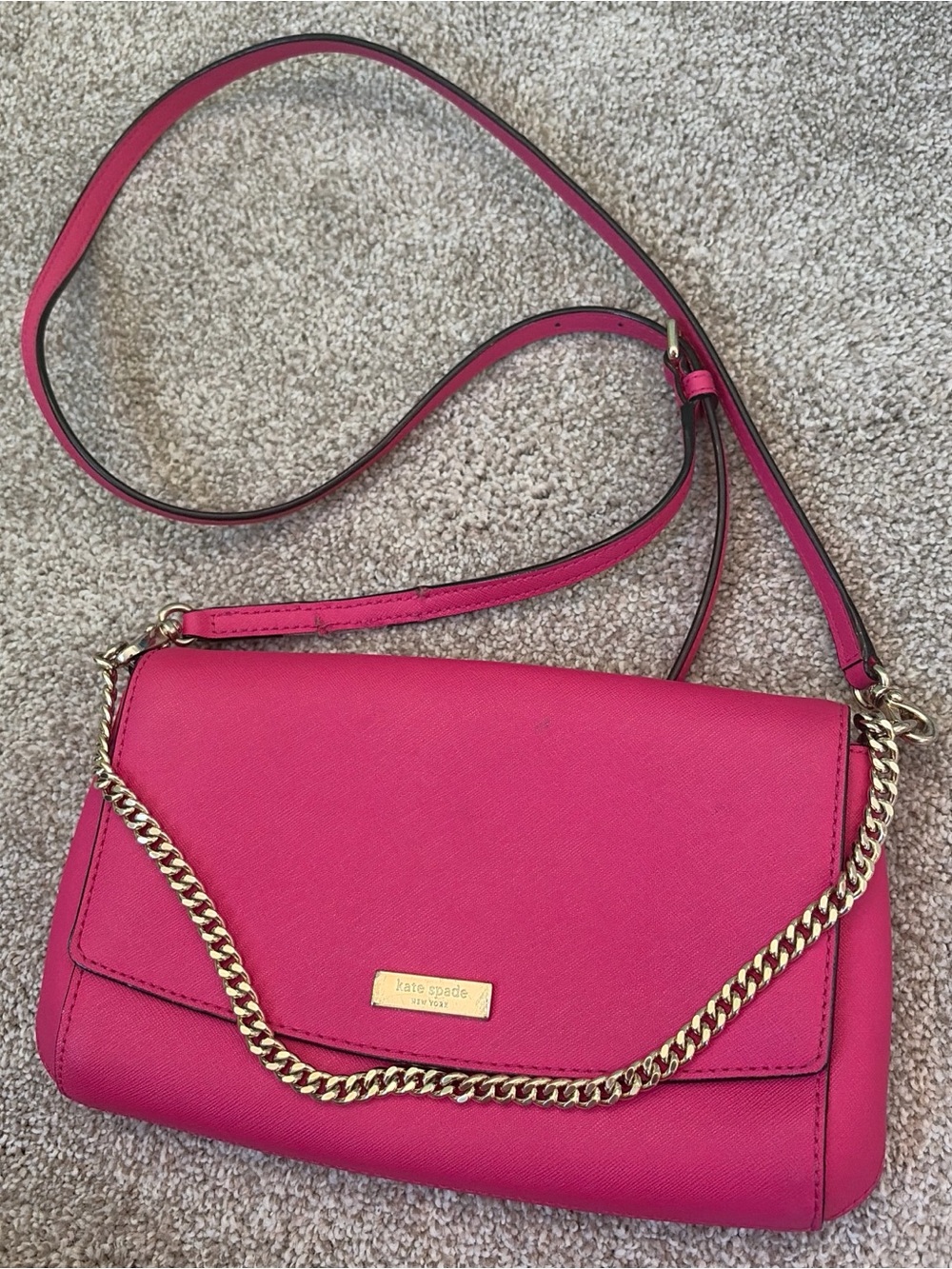 kate spade Hot Pink Crossbody with Gold Chain